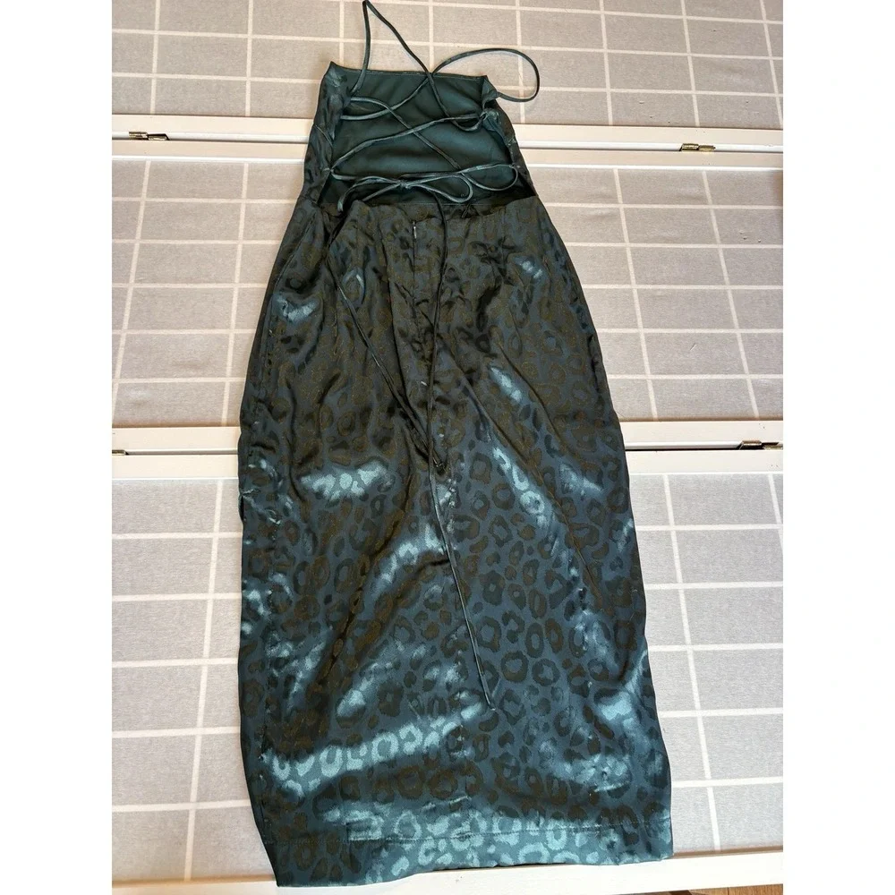 NWT Lush Satin Slip Strappy Back Emerald Green Graduation Dress‎ Women Sz M